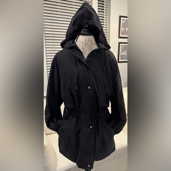 Izzi Jackets & Blazers - Vintage Utility Jacket Made in Egypt Black Hooded Pockets Cinched Waist Large